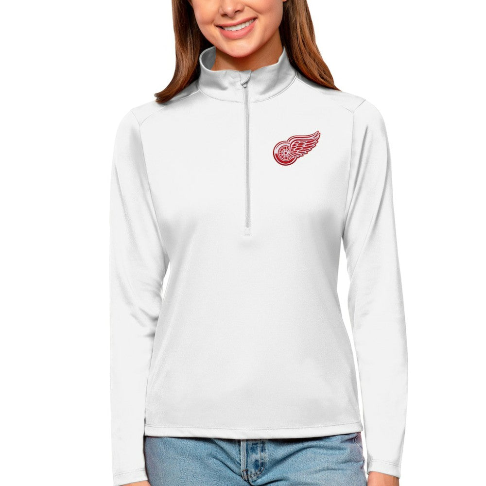 Detroit Red Wings Antigua Women's Tribute Quarter-Zip Pullover Top - White Pullover
