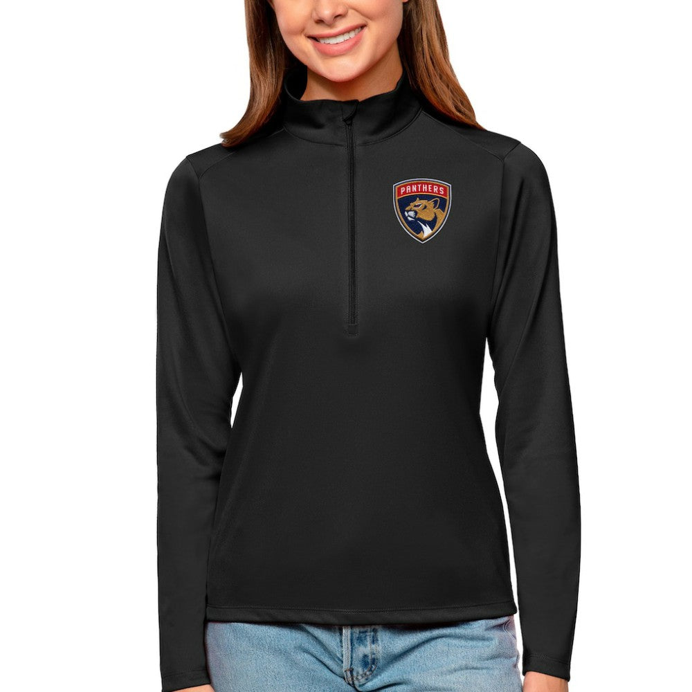 Florida Panthers Antigua Women's Tribute Quarter-Zip Pullover Top - Black Pullover