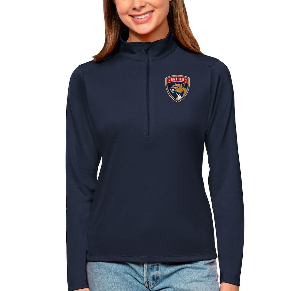 Florida Panthers Antigua Women's Tribute Quarter-Zip Pullover Top - Navy Pullover