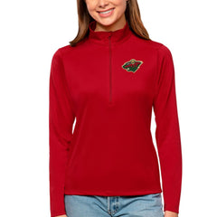 Minnesota Wild Antigua Women's Tribute Quarter-Zip Pullover Top - Red Pullover