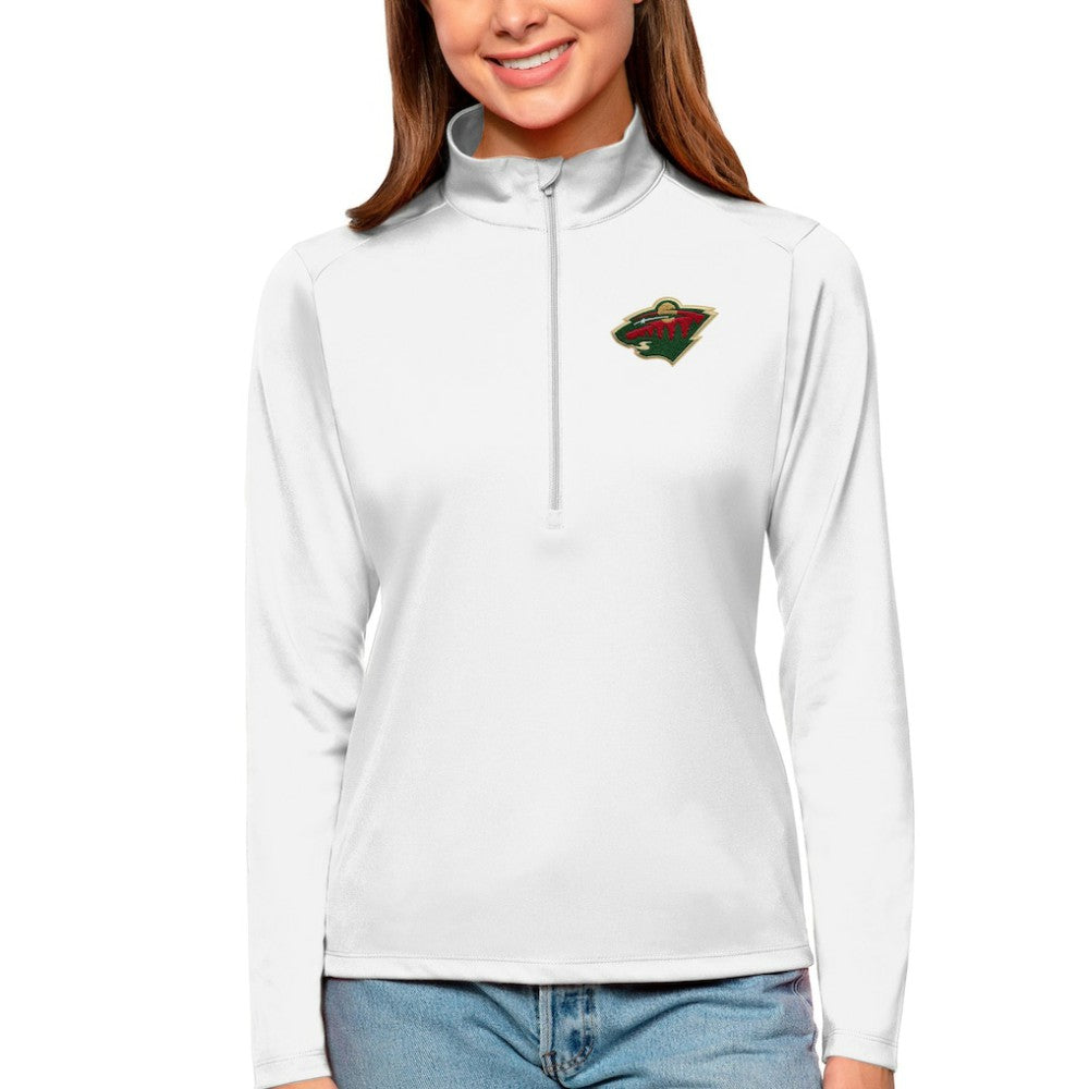 Minnesota Wild Antigua Women's Tribute Quarter-Zip Pullover Top - White Pullover