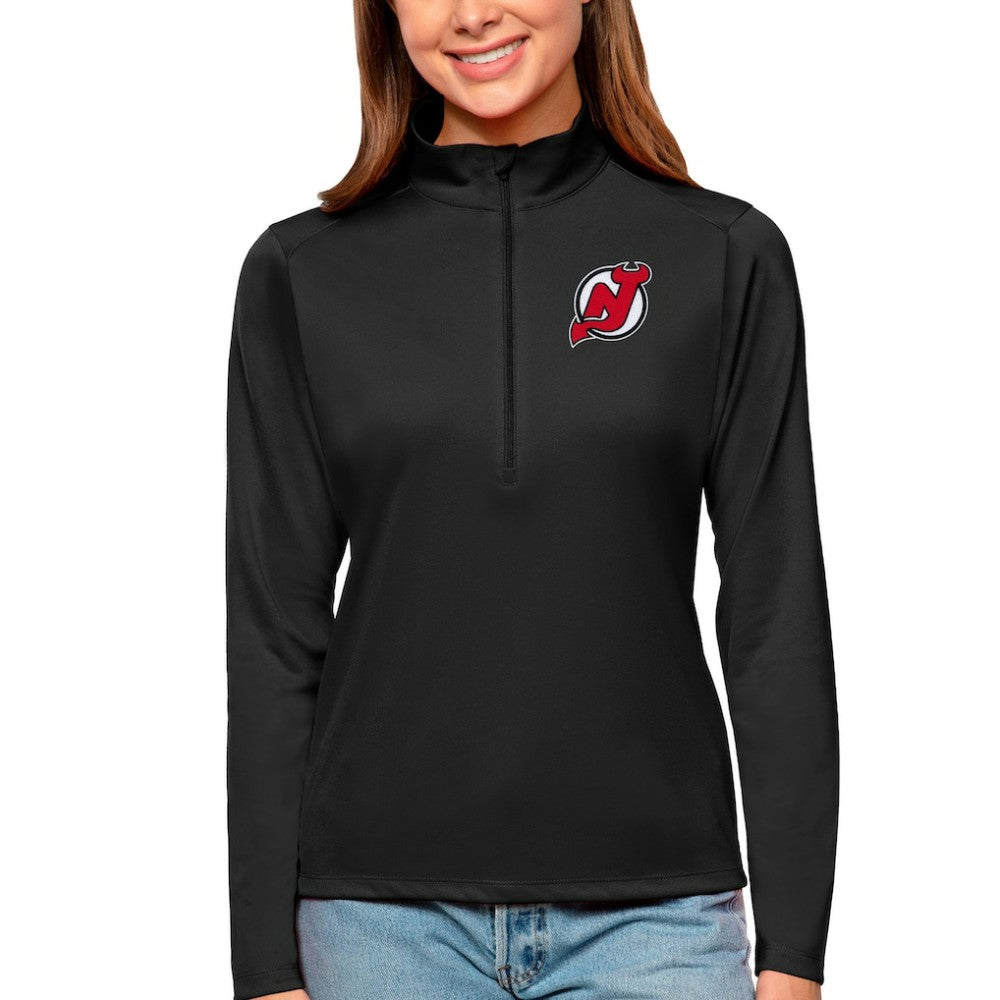 New Jersey Devils Antigua Women's Tribute Quarter-Zip Pullover Top - Black Jerseys