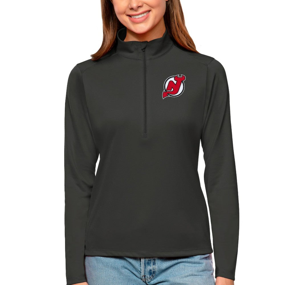 New Jersey Devils Antigua Women's Tribute Quarter-Zip Pullover Top - Charcoal Jerseys