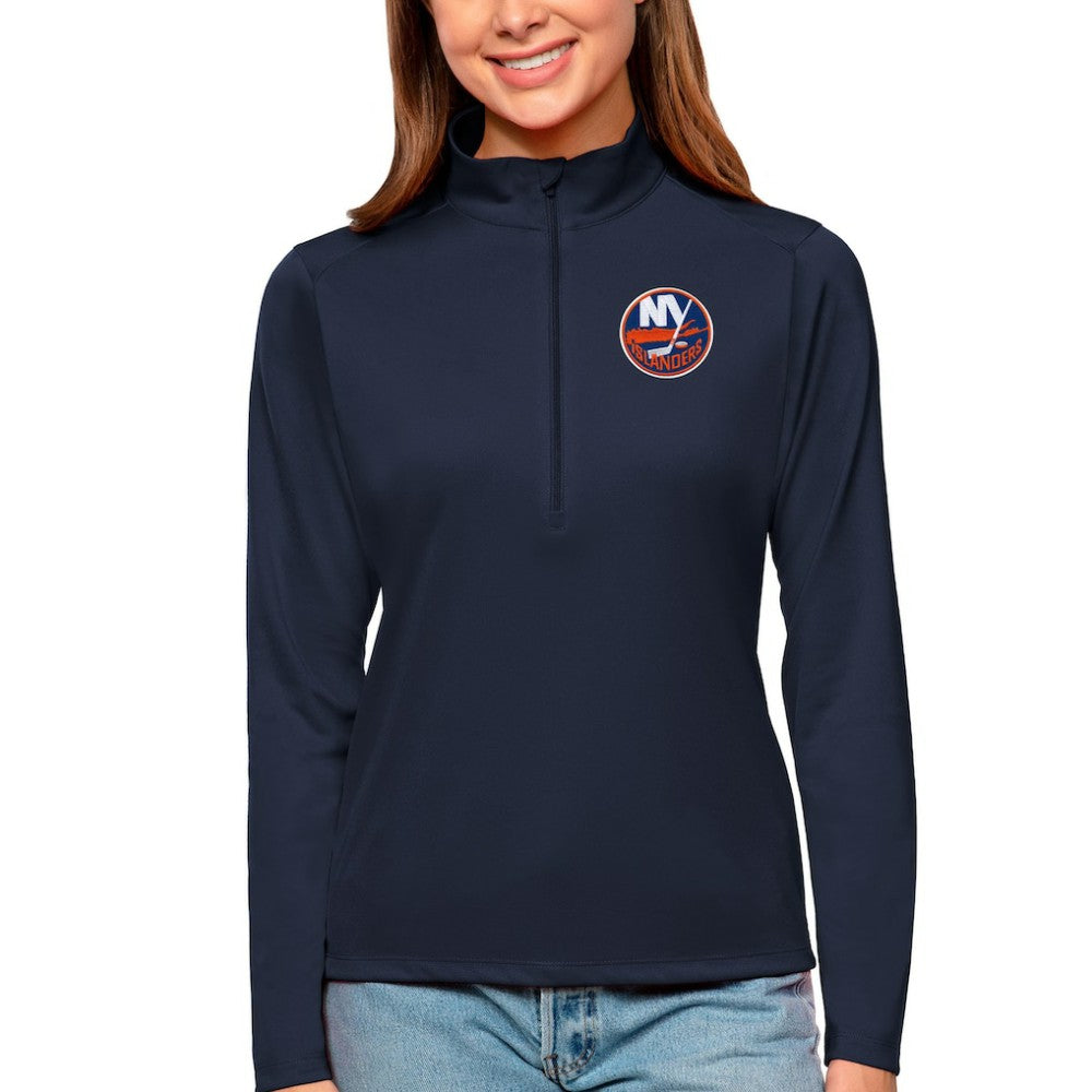 New York Islanders Antigua Women's Tribute Quarter-Zip Pullover Top - Navy Pullover
