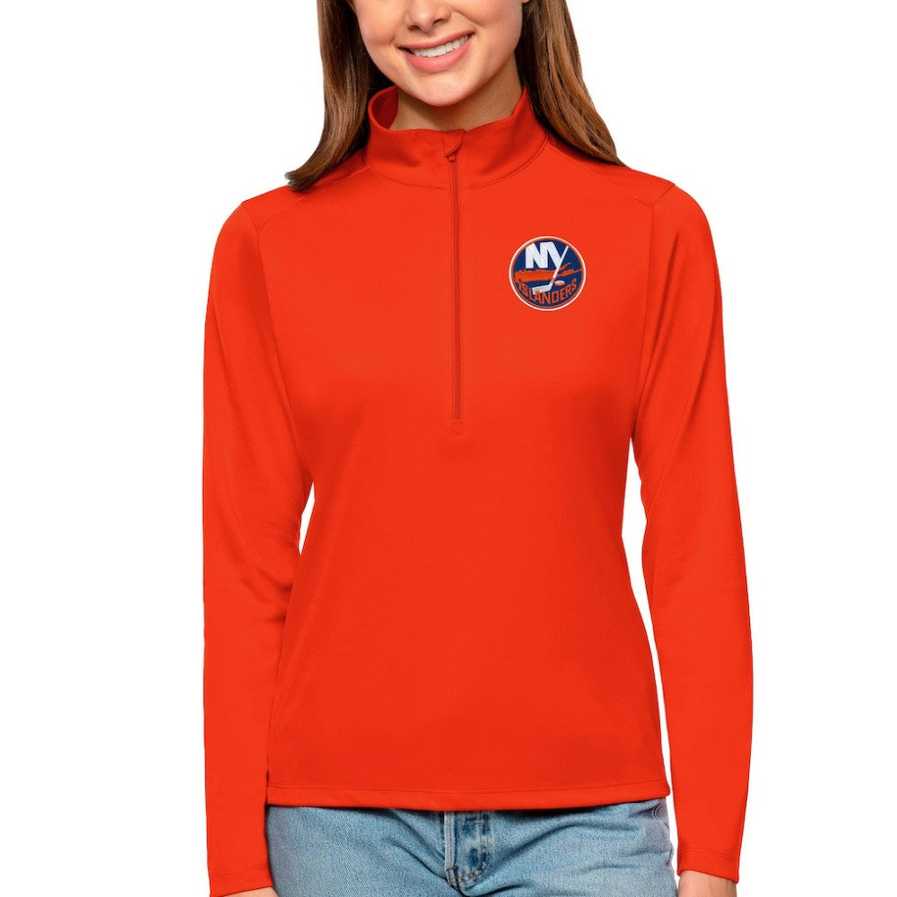 New York Islanders Antigua Women's Tribute Quarter-Zip Pullover Top - Orange Pullover