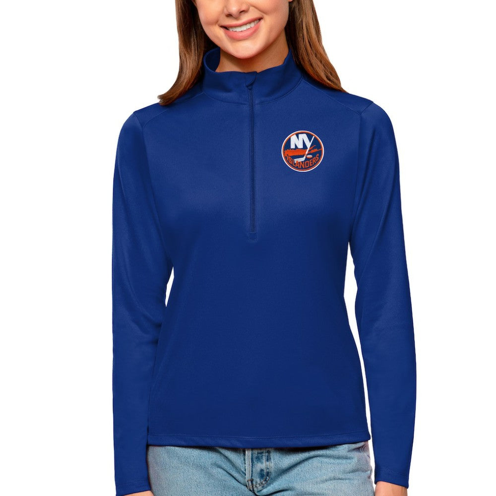 New York Islanders Antigua Women's Tribute Quarter-Zip Pullover Top - Royal Pullover