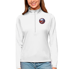 New York Islanders Antigua Women's Tribute Quarter-Zip Pullover Top - White Pullover