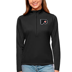 Philadelphia Flyers Antigua Women's Tribute Quarter-Zip Pullover Top - Black Pullover