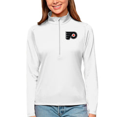 Philadelphia Flyers Antigua Women's Tribute Quarter-Zip Pullover Top - White Pullover