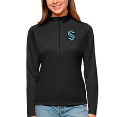 Seattle Kraken Antigua Women's Tribute Quarter-Zip Pullover Top - Black Pullover