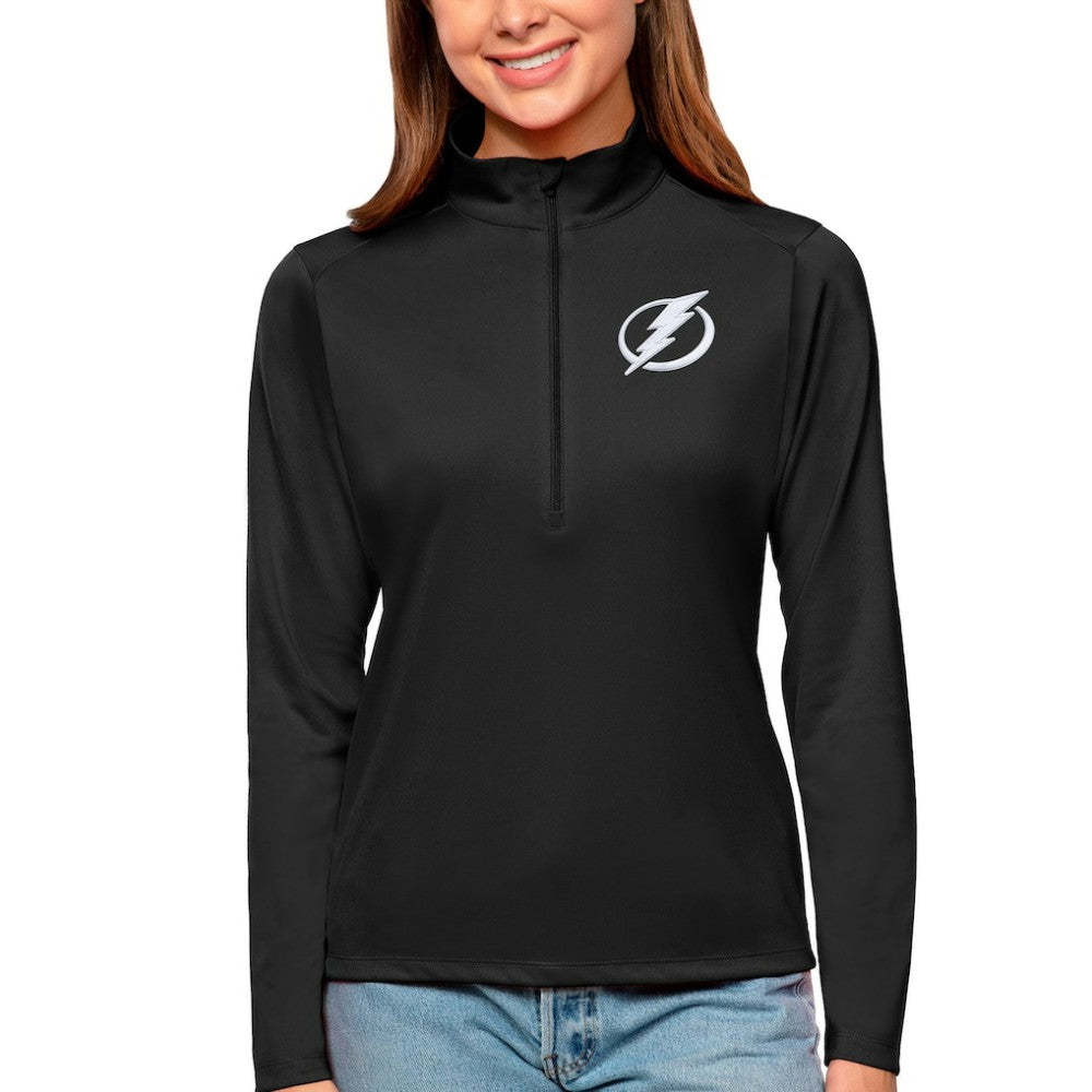 Tampa Bay Lightning Antigua Women's Tribute Quarter-Zip Pullover Top - Black Pullover