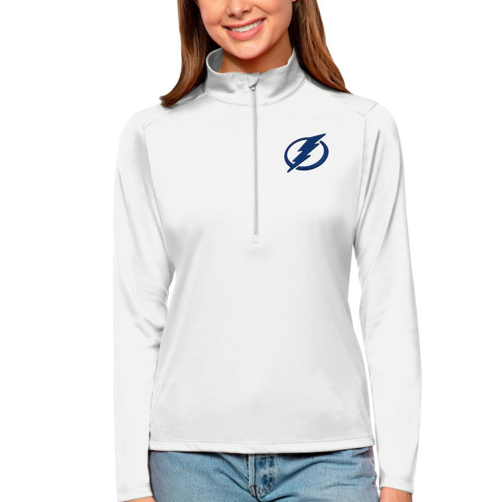 Tampa Bay Lightning Antigua Women's Tribute Quarter-Zip Pullover Top - White Pullover