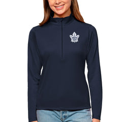 Toronto Maple Leafs Antigua Women's Tribute Quarter-Zip Pullover Top - Navy Pullover