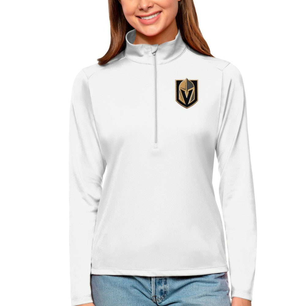Vegas Golden Knights Antigua Women's Tribute Quarter-Zip Pullover Top - White Pullover