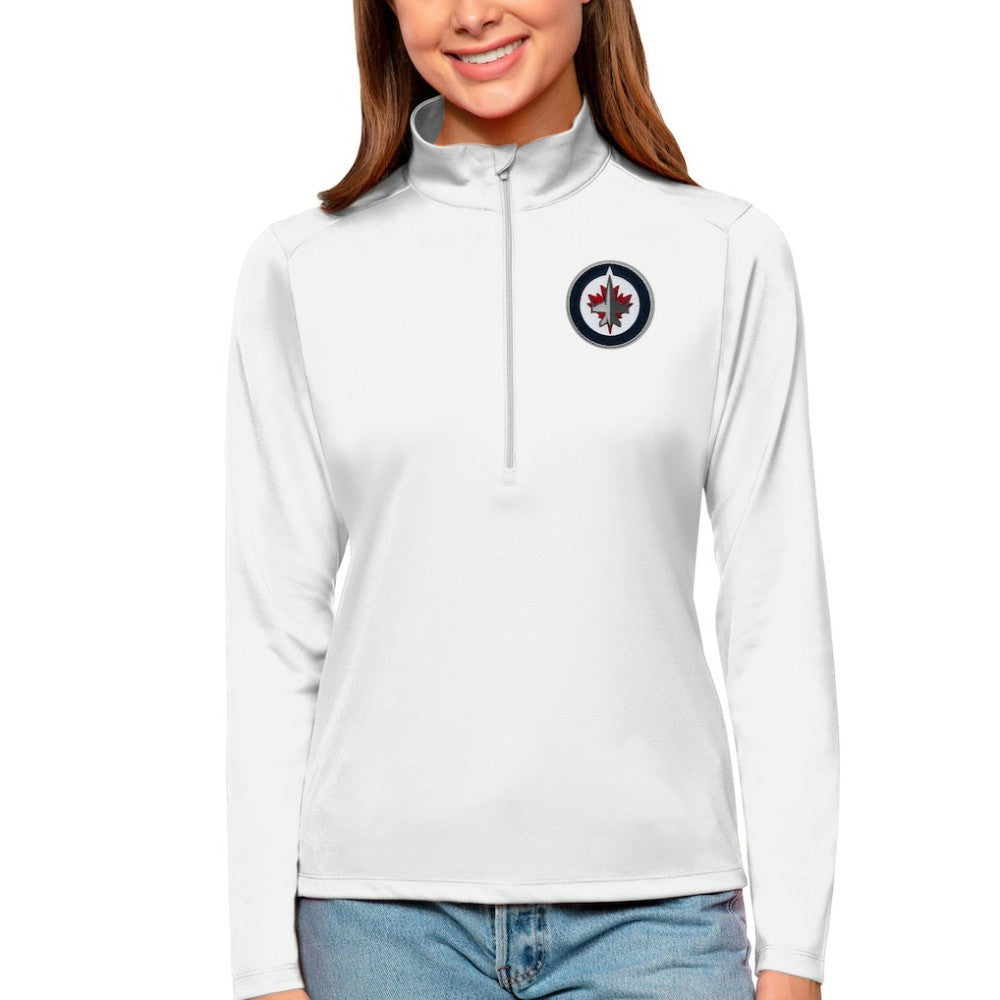 Winnipeg Jets Antigua Women's Tribute Quarter-Zip Pullover Top - White Pullover