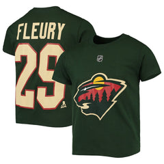 Marc-Andre Fleury Minnesota Wild Youth Player Name & Number T-Shirt - Green T-shirts