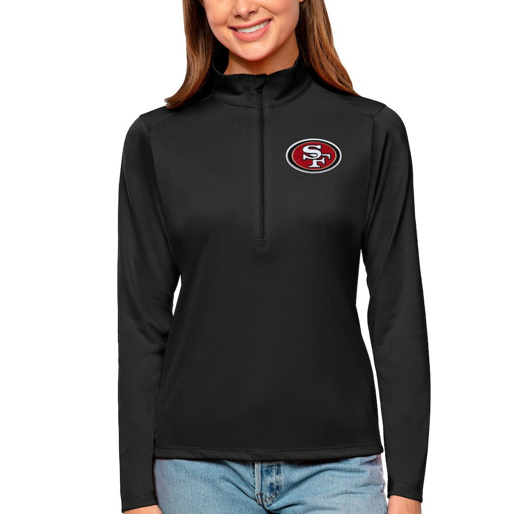 San Francisco 49ers Antigua Women's Tribute Half-Zip Top - Black cheap