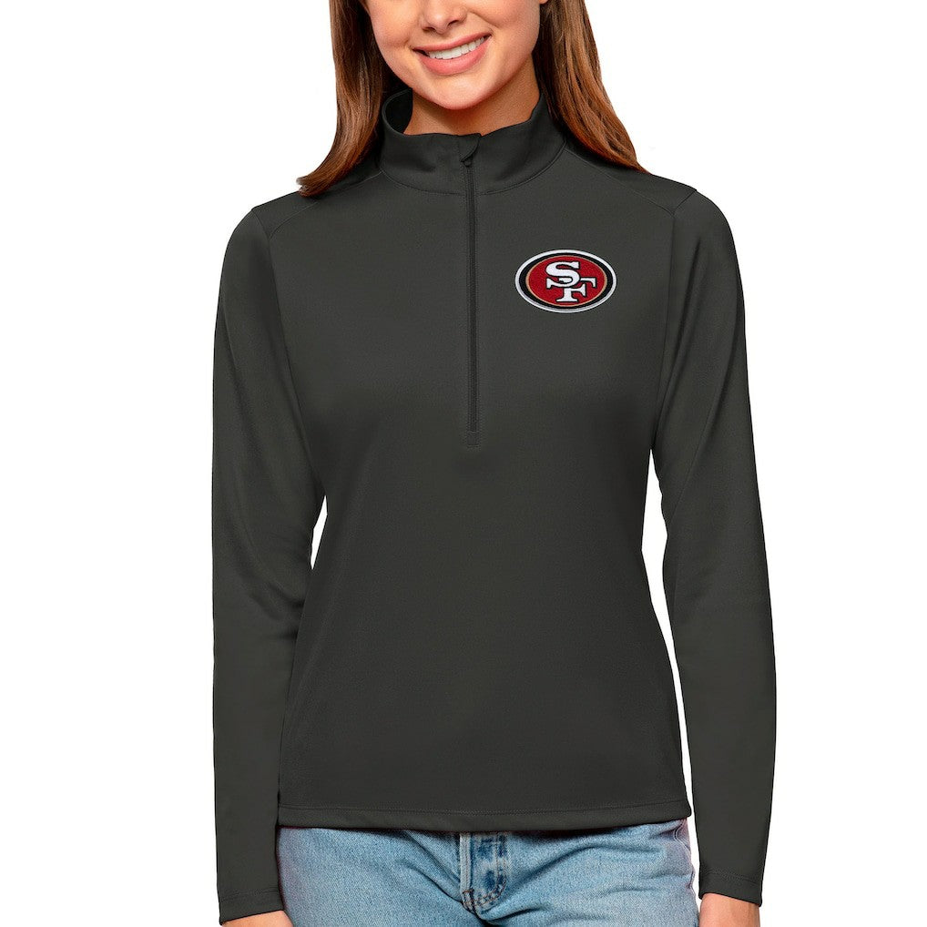 San Francisco 49ers Antigua Women's Tribute Half-Zip Top - Charcoal online