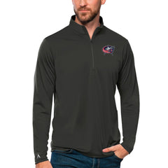 Columbus Blue Jackets Antigua Tribute Quarter-Zip Pullover Top - Charcoal Pullover
