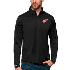 Detroit Red Wings Antigua Tribute Quarter-Zip Pullover Top - Black Pullover