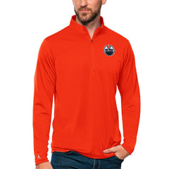 Edmonton Oilers Antigua Tribute Quarter-Zip Pullover Top - Orange Pullover