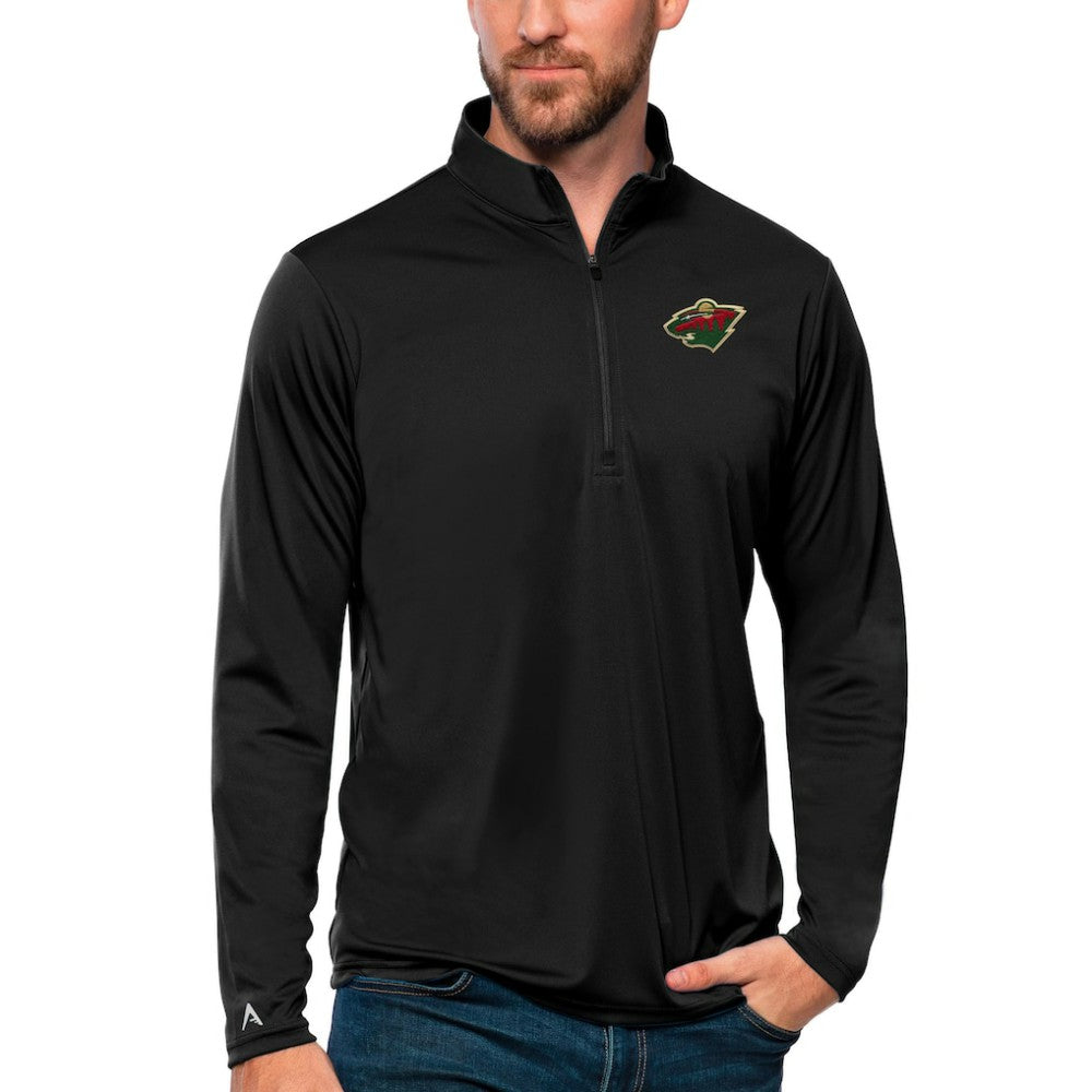 Minnesota Wild Antigua Tribute Quarter-Zip Pullover Top - Black Pullover