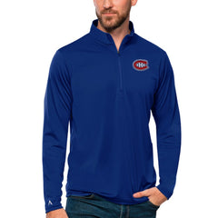 Montreal Canadiens Antigua Tribute Quarter-Zip Pullover Top - Blue Pullover