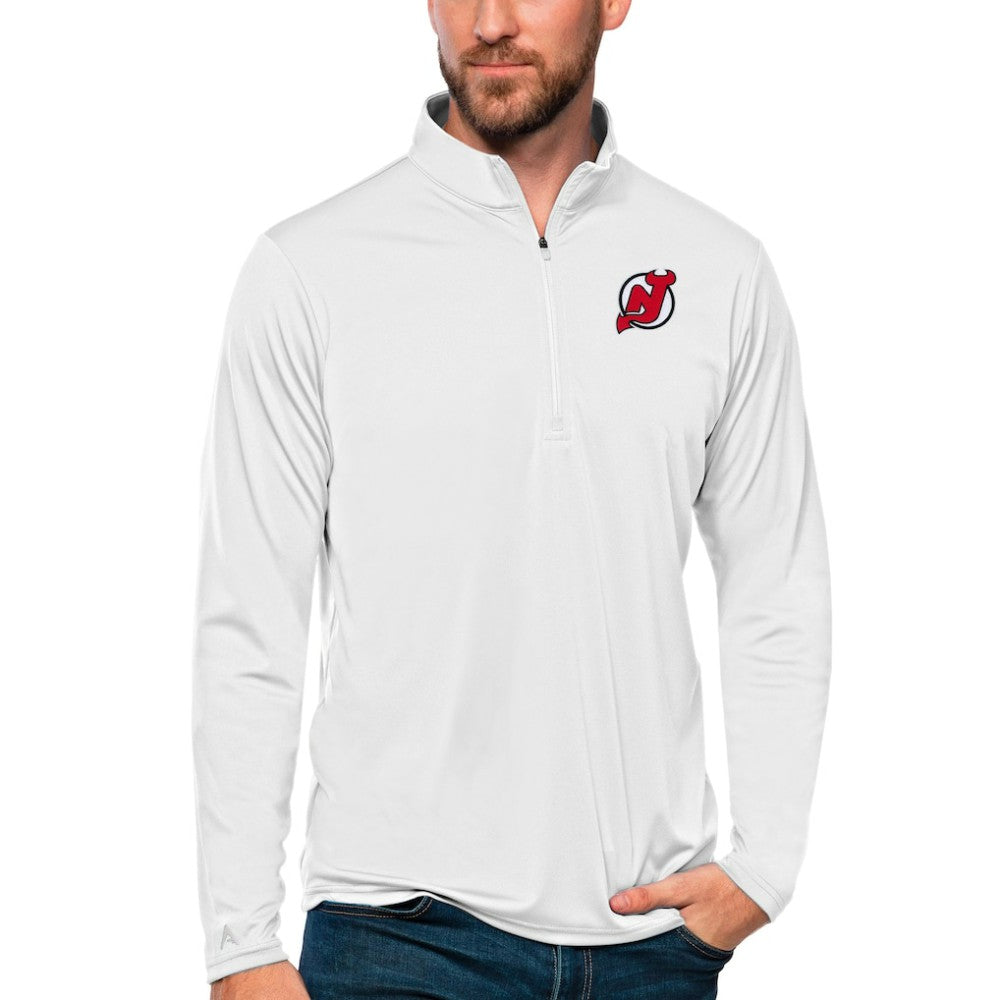 New Jersey Devils Antigua Tribute Quarter-Zip Pullover Top - White Jerseys