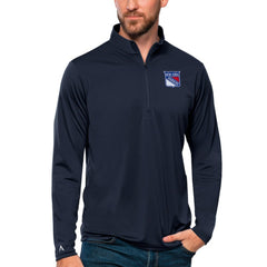 New York Rangers Antigua Tribute Quarter-Zip Pullover Top - Navy Pullover