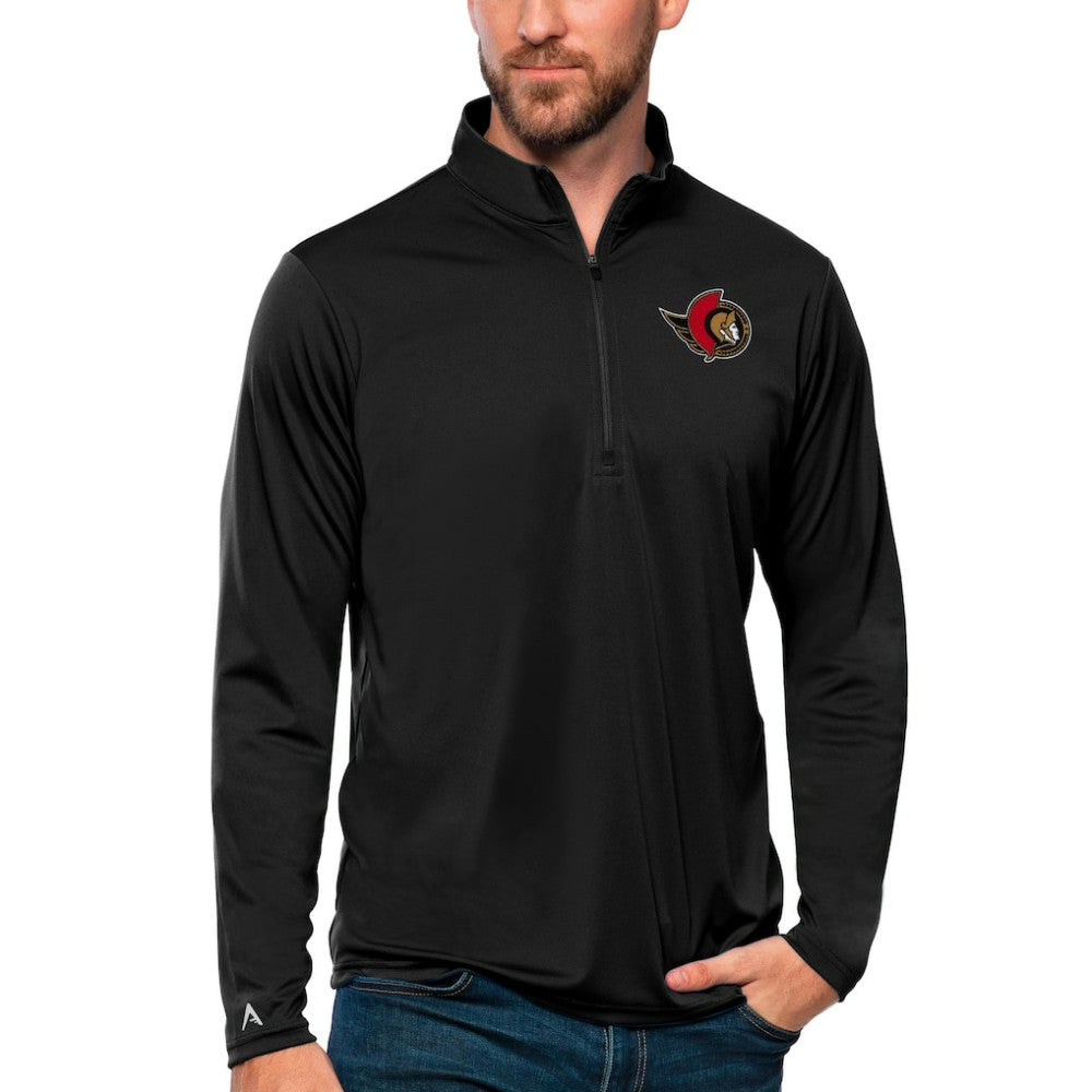 Ottawa Senators Antigua Tribute Quarter-Zip Pullover Top - Black Pullover