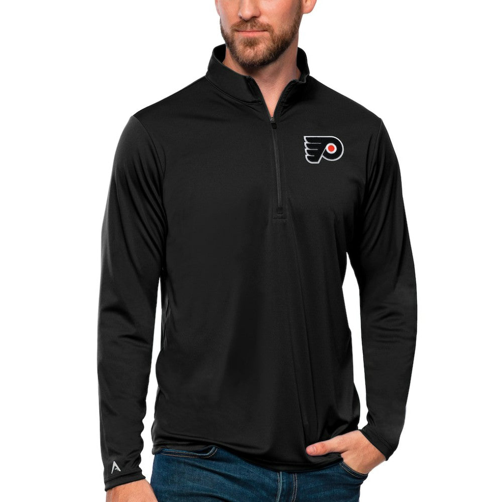 Philadelphia Flyers Antigua Tribute Quarter-Zip Pullover Top - Black Pullover