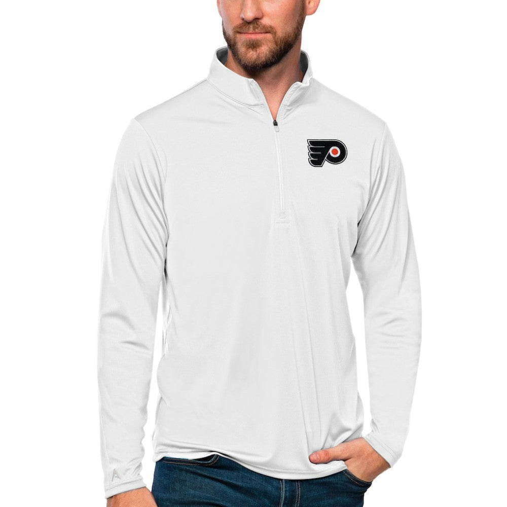 Philadelphia Flyers Antigua Tribute Quarter-Zip Pullover Top - White Pullover