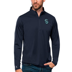 Seattle Kraken Antigua Tribute Quarter-Zip Pullover Top - Deep Sea Blue Pullover