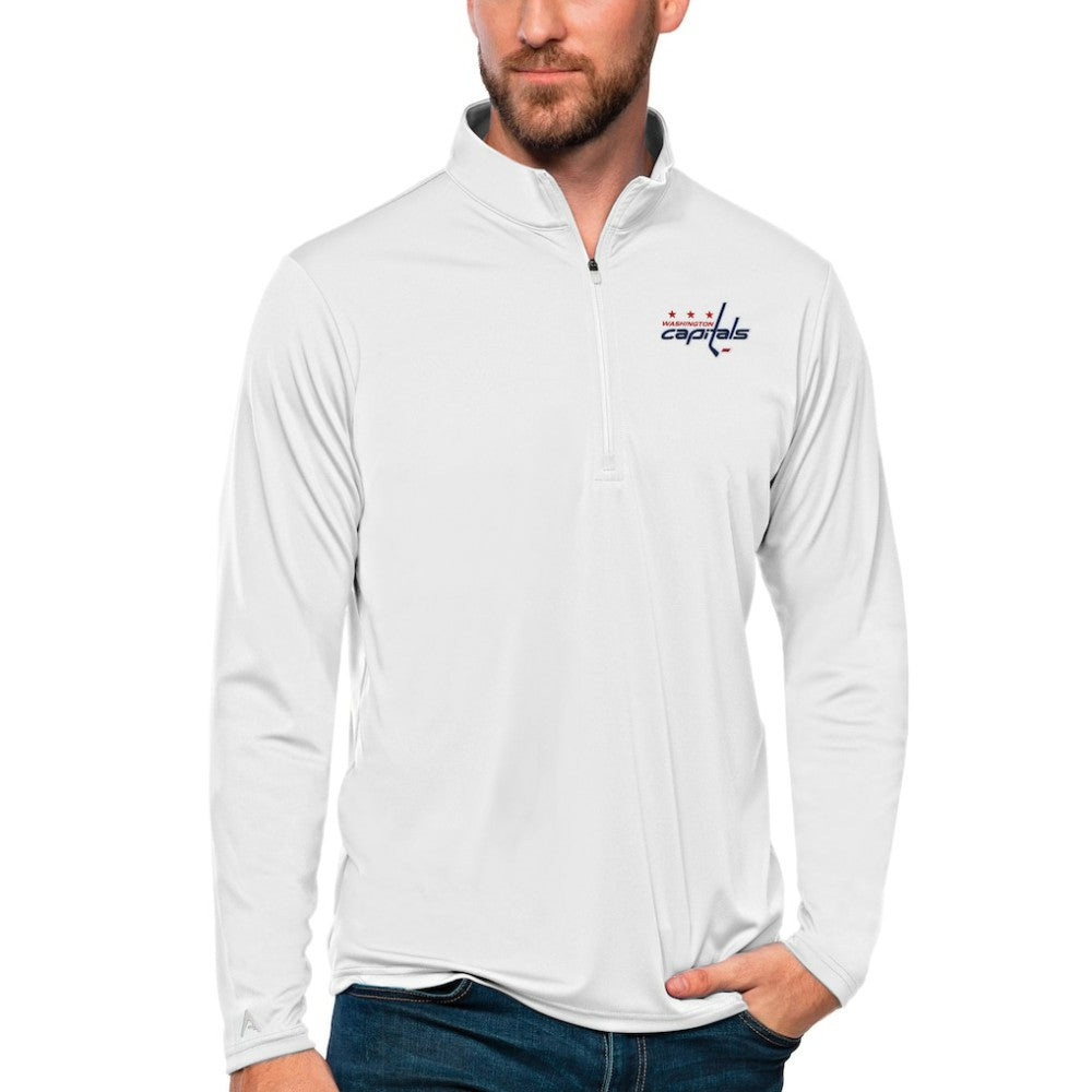 Washington Capitals Antigua Tribute Quarter-Zip Pullover Top - White Pullover
