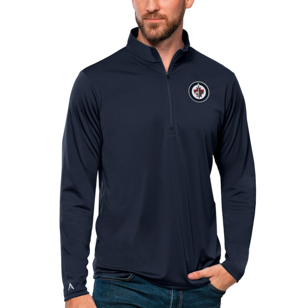 Winnipeg Jets Antigua Tribute Quarter-Zip Pullover Top - Navy Pullover