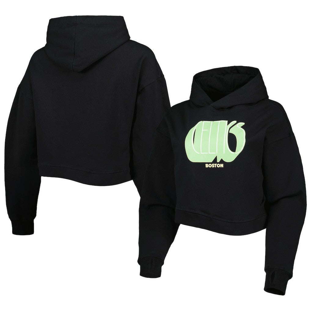 Boston Celtics Lusso Women's Layla World Tour Cropped Pullover Hoodie - Black shop
