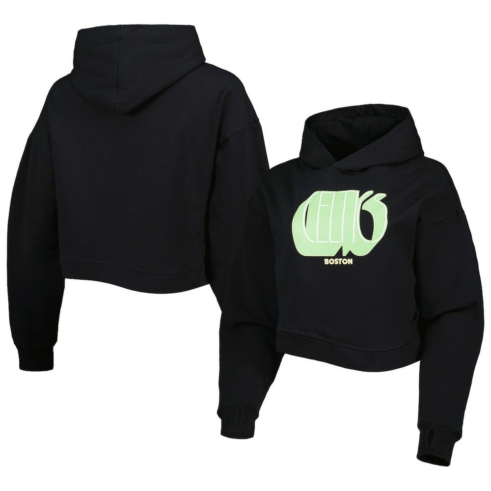 Boston Celtics Lusso Women's Layla World Tour Cropped Pullover Hoodie - Black shop