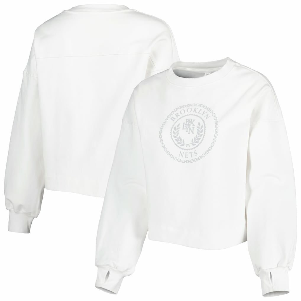 Brooklyn Nets Lusso Women's Lola Ball and Chain Pullover Sweatshirt - White online