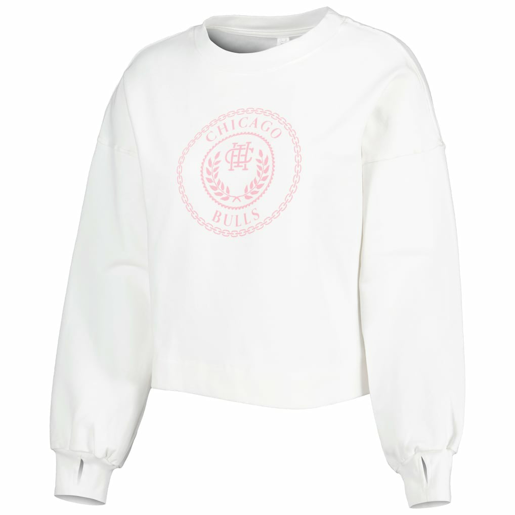 Chicago Bulls Lusso Women's Lola Ball and Chain Pullover Sweatshirt - White on sale