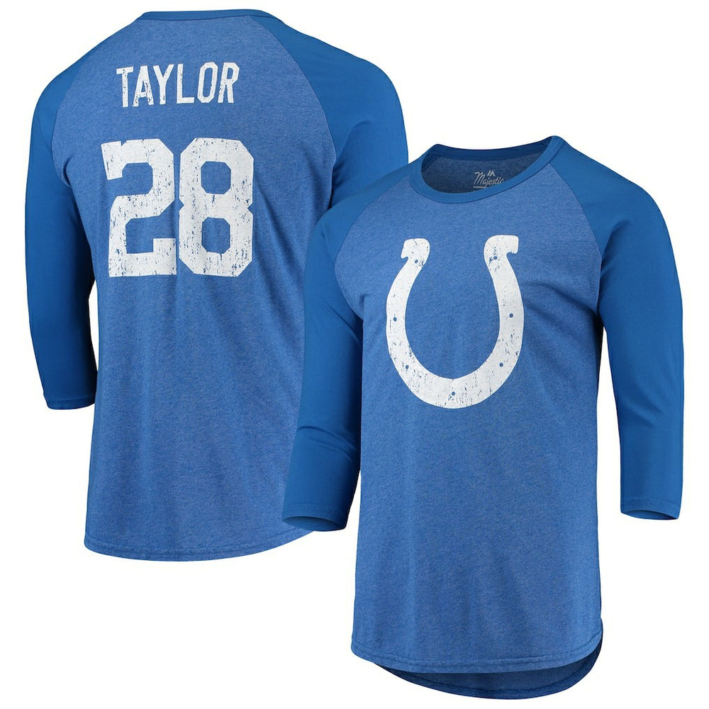 Jonathan Taylor Indianapolis Colts Majestic Threads Name & Number Team Colorway Tri-Blend 3/4 Raglan Sleeve Player T-Shirt - Royal on sale