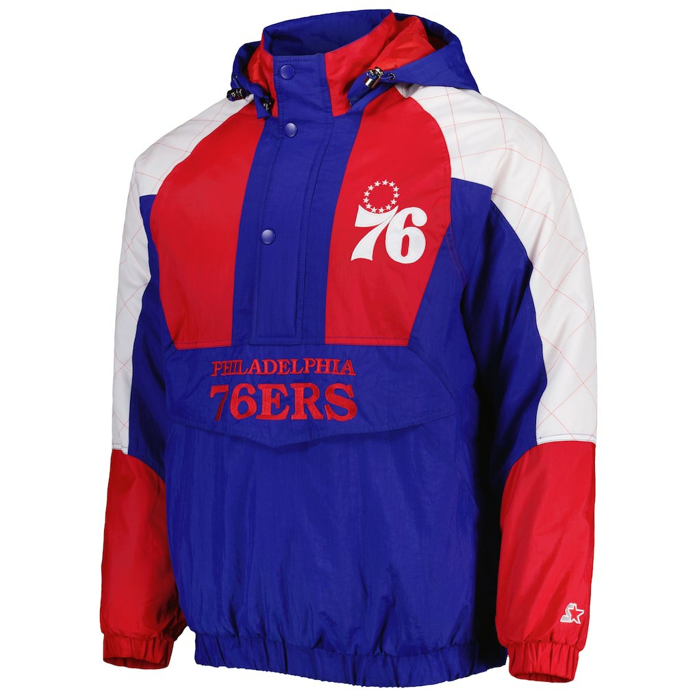 Philadelphia 76ers Starter Body Check Raglan Hoodie Half-Zip Jacket - Royal online