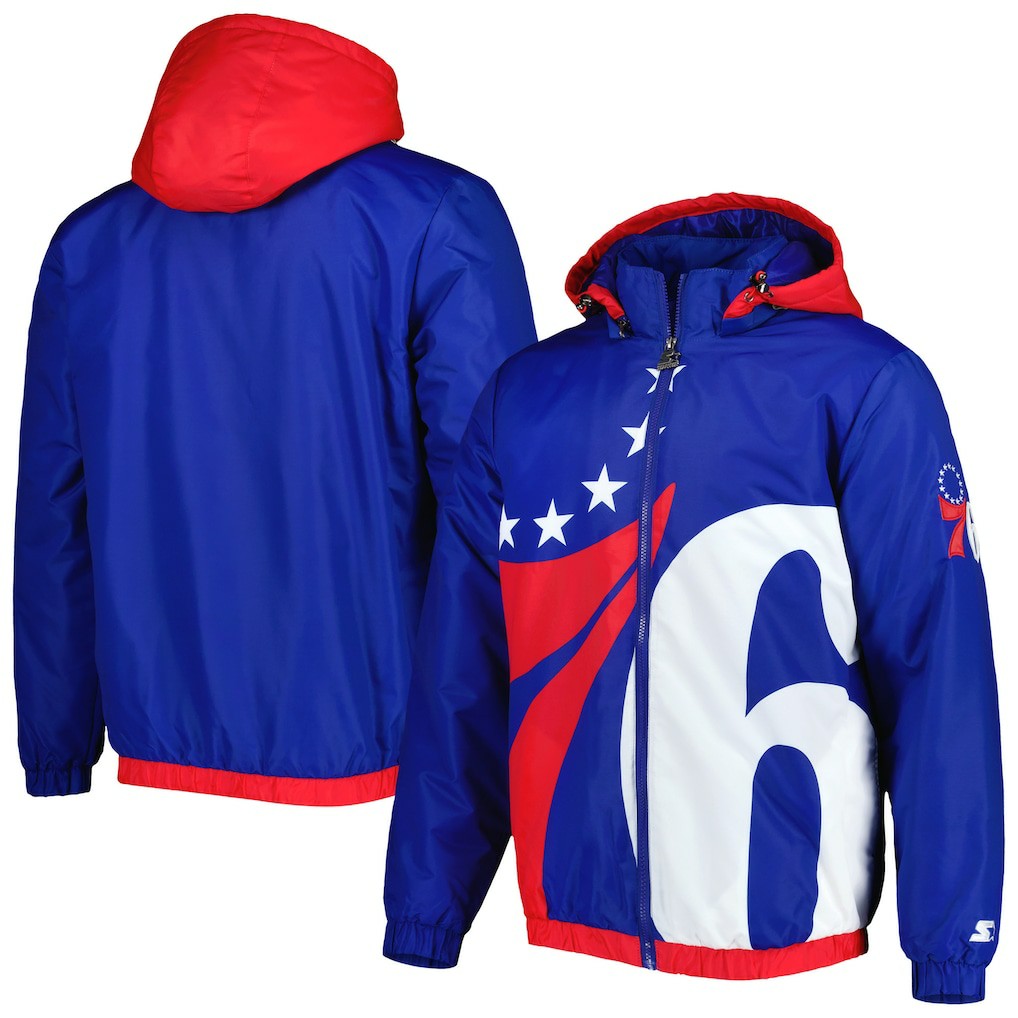 Philadelphia 76ers Starter The Triple Double Full-Zip Hoodie Jacket - Royal sale