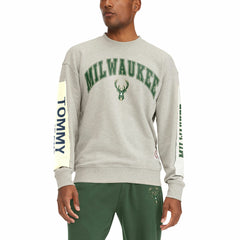 Milwaukee Bucks Tommy Jeans James Patch Pullover Sweatshirt - Gray shop