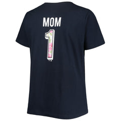 Boston Red Sox Women's Plus Size #1 Mom 2-Hit V-Neck T-Shirt Navy