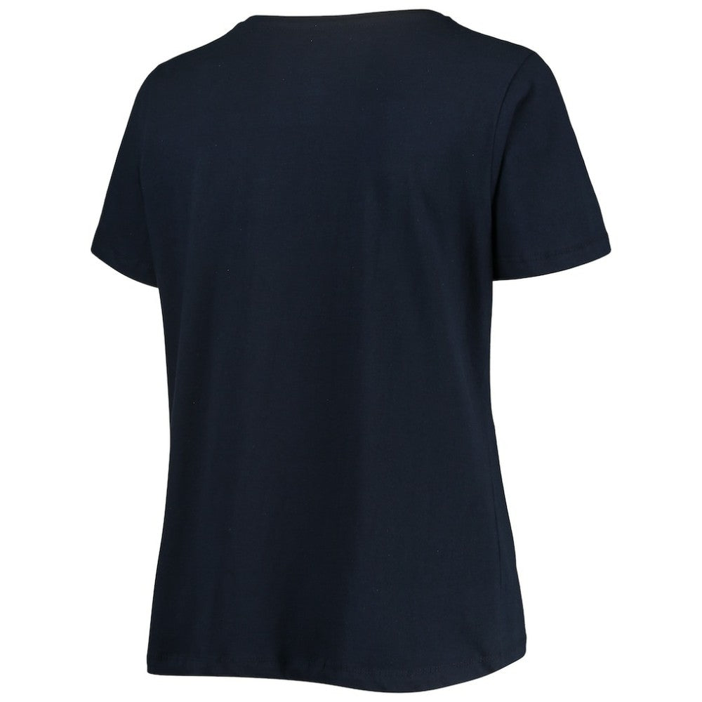 Washington Nationals Women's Plus Size Banner V-Neck T-Shirt Navy
