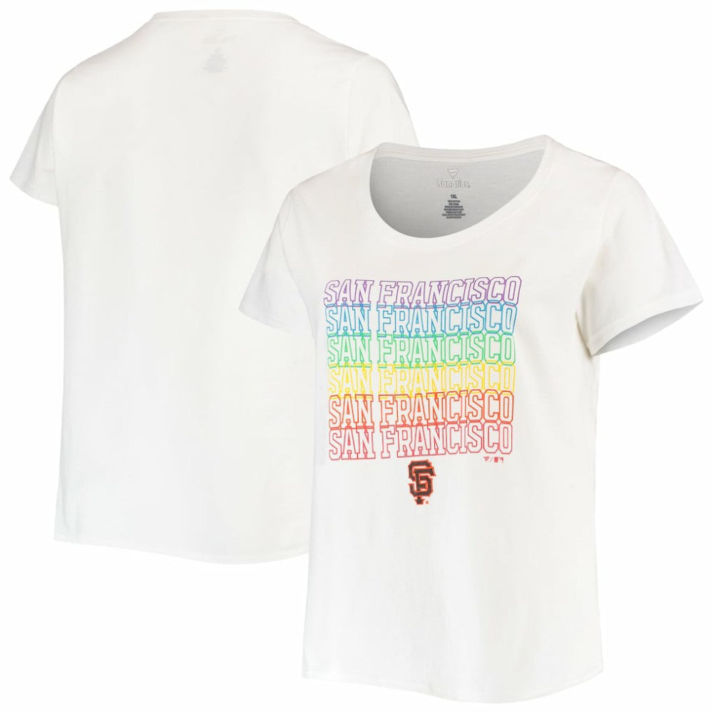 San Francisco Giants Women's Plus Size Pride Scoop Neck T-Shirt White