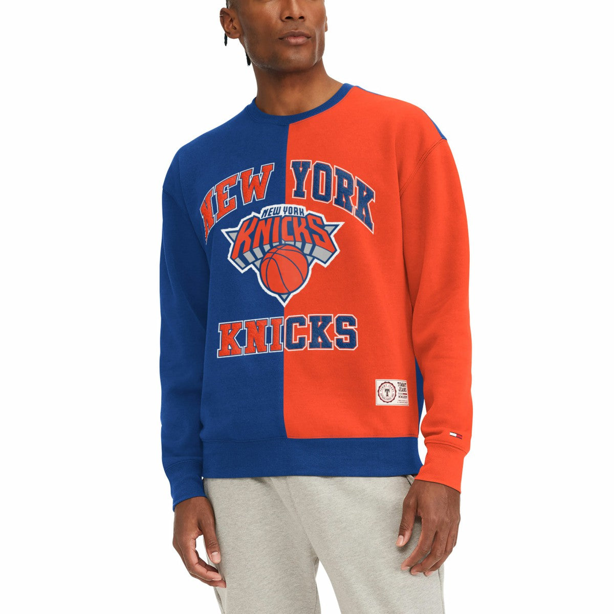 New York Knicks Tommy Jeans Keith Split Pullover Sweatshirt - Royal/Orange cheap