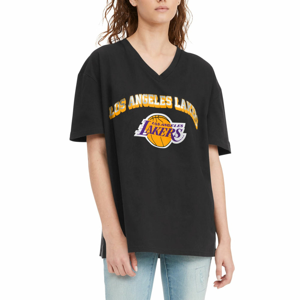 Los Angeles Lakers Tommy Jeans Women's Ashley V-Neck T-Shirt - Black cheap