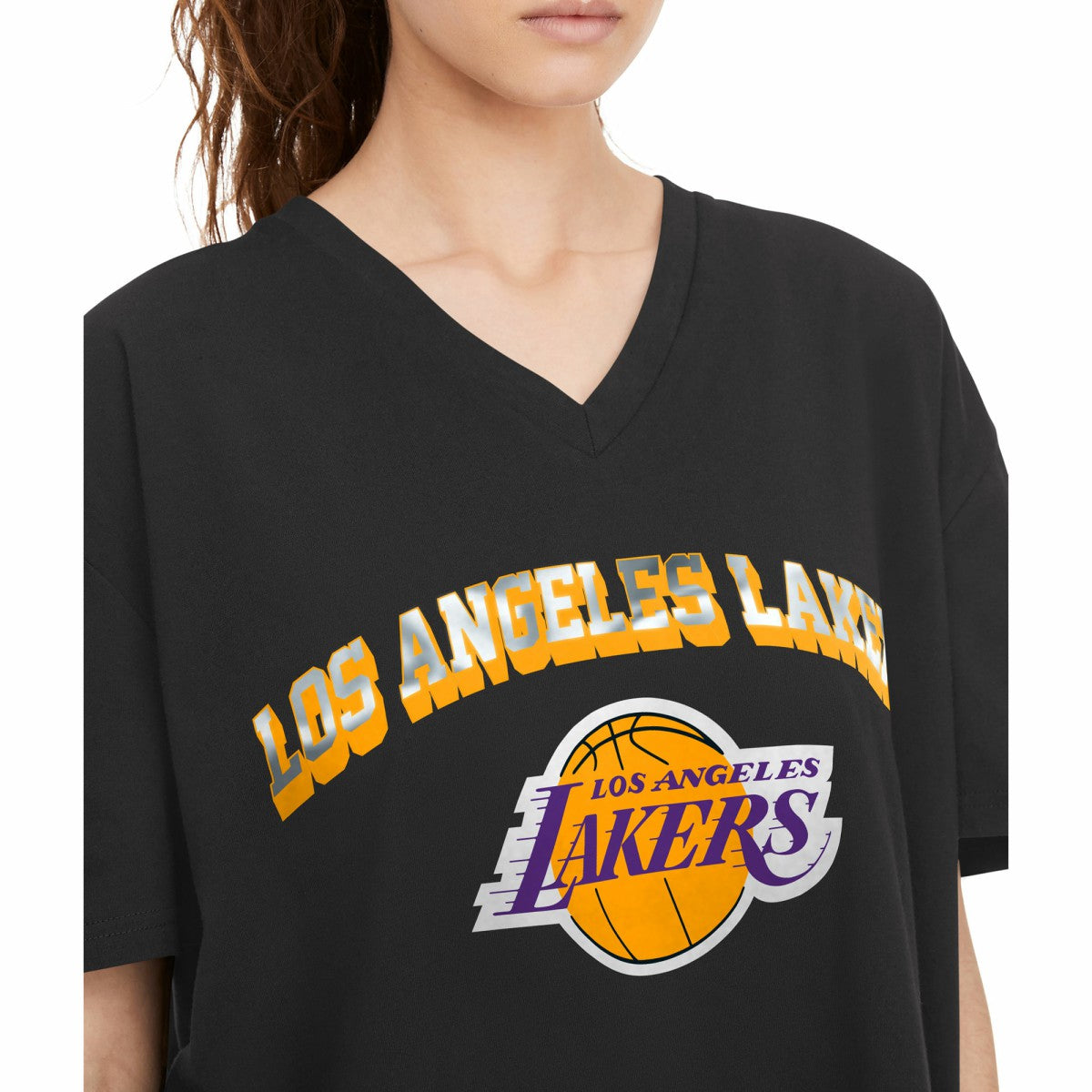 Los Angeles Lakers Tommy Jeans Women's Ashley V-Neck T-Shirt - Black cheap