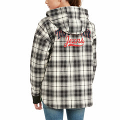 Milwaukee Bucks Tommy Jeans Women's Molly Flannel Full-Zip Hoodie - Black/Cream shop
